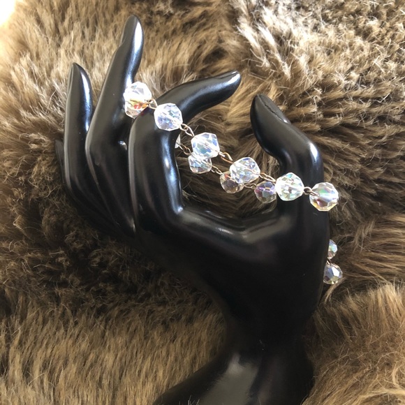 Vintage 70s aurora borealis crystal link bracelet - Picture 2 of 7